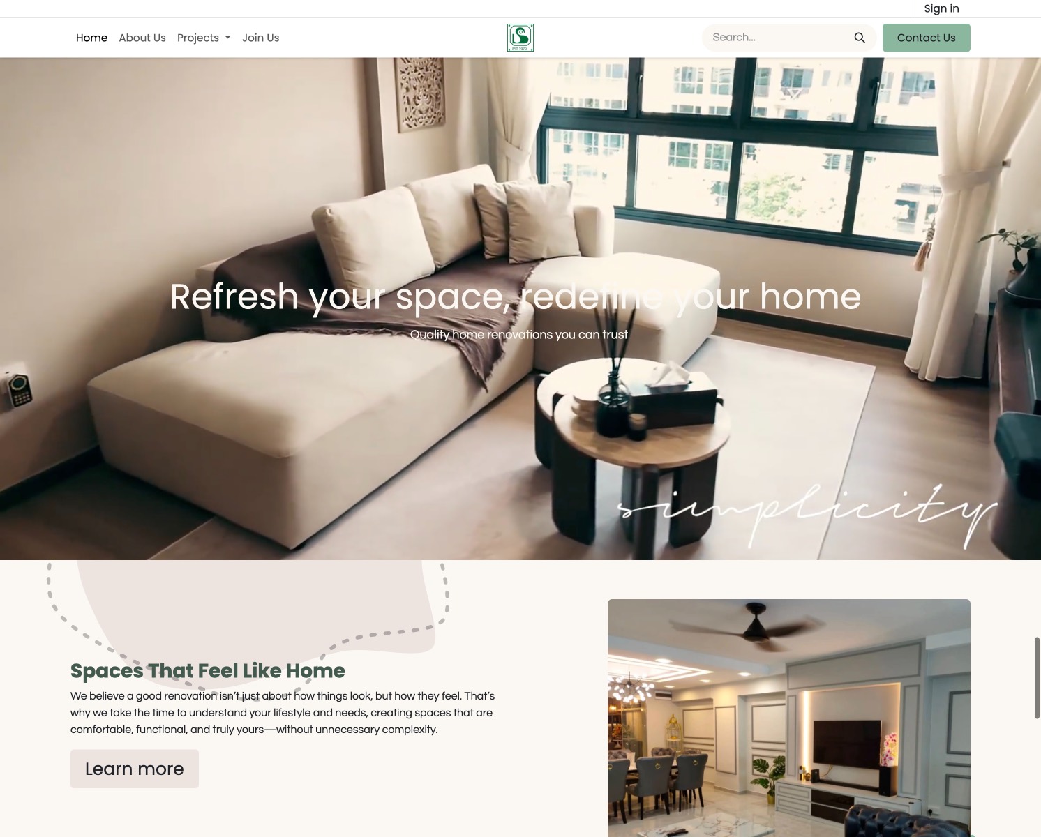 Screenshot of SOL Renovation Contractor’s current website